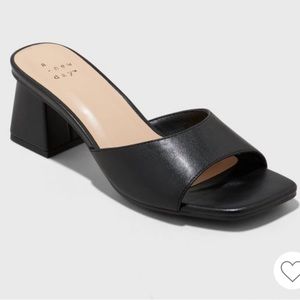 A New Day Black Mule Heels Size 9W